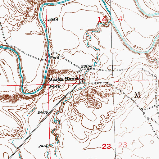 Topographic Map of Marks Ranch, SD
