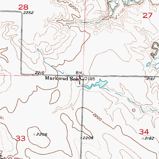 Topographic Map of Markwed School, SD