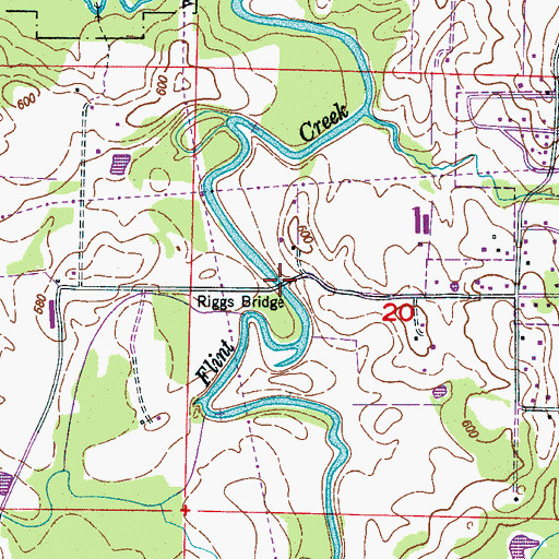 Topographic Map of Riggs Bridge, AL
