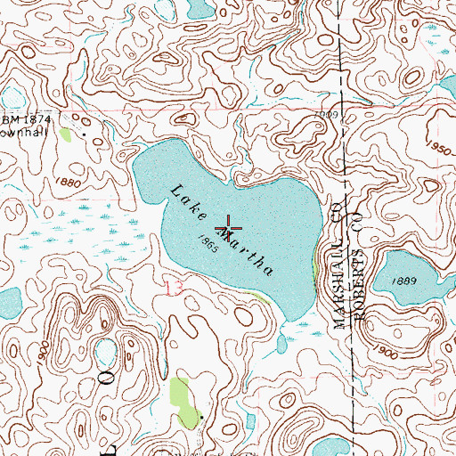Topographic Map of Lake Martha, SD