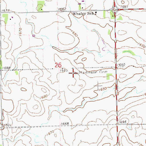 Topographic Map of Martinson Cemetery, SD