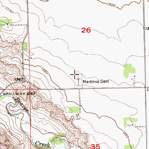 Topographic Map of Martinus Cemetery, SD