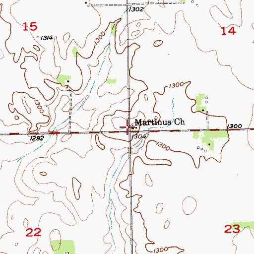 Topographic Map of Martinus Church, SD