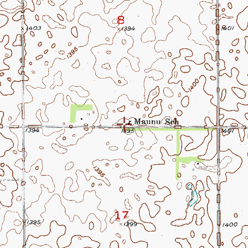Topographic Map of Maunu School, SD
