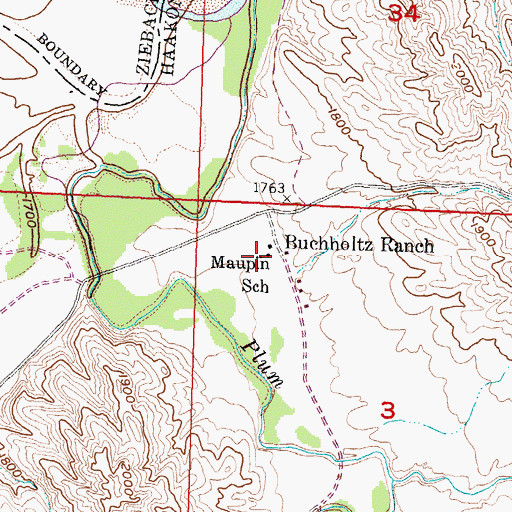 Topographic Map of Maupin School, SD