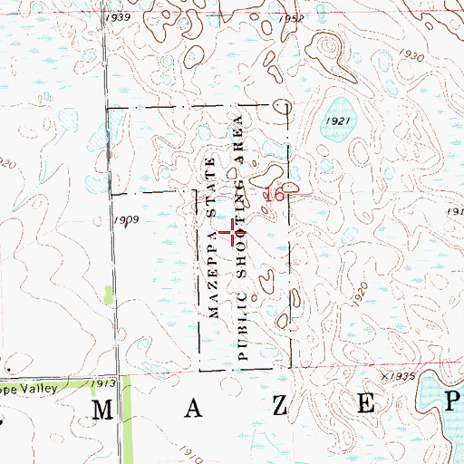 Topographic Map of Mazeppa State Public Shooting Area, SD