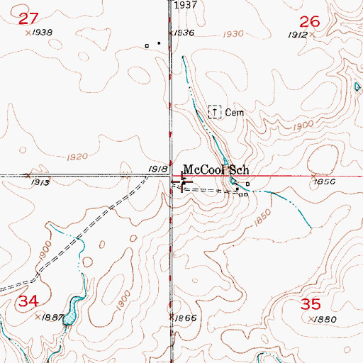 Topographic Map of McCool School, SD