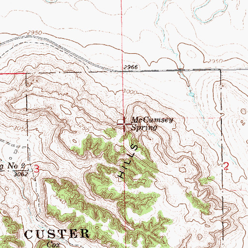 Topographic Map of McCumsey Spring, SD