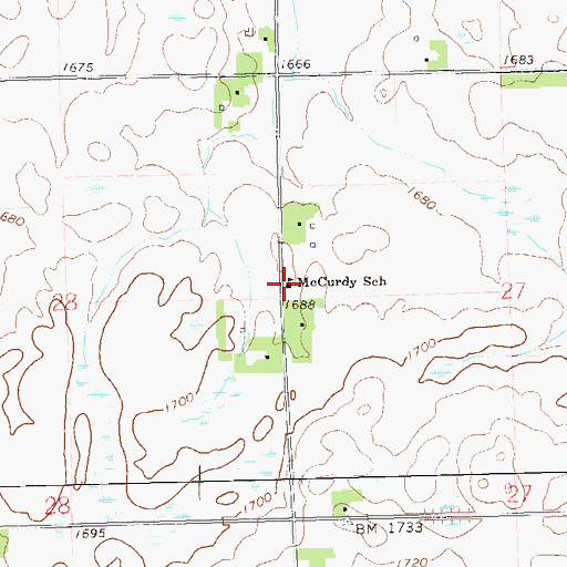 Topographic Map of McCurdy School, SD
