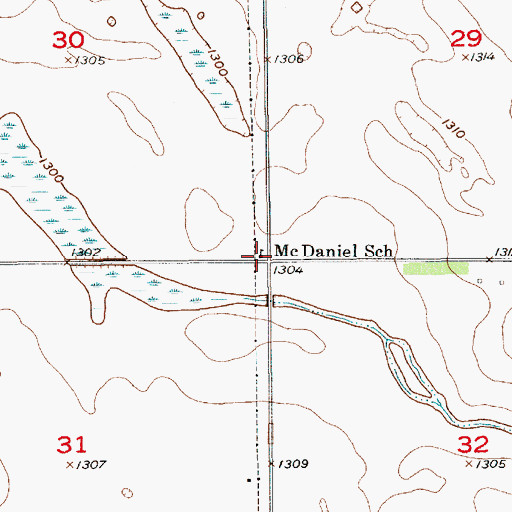 Topographic Map of McDaniel School, SD