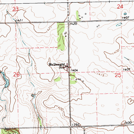 Topographic Map of McDonald School, SD