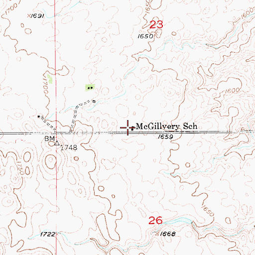 Topographic Map of McGillvery School, SD