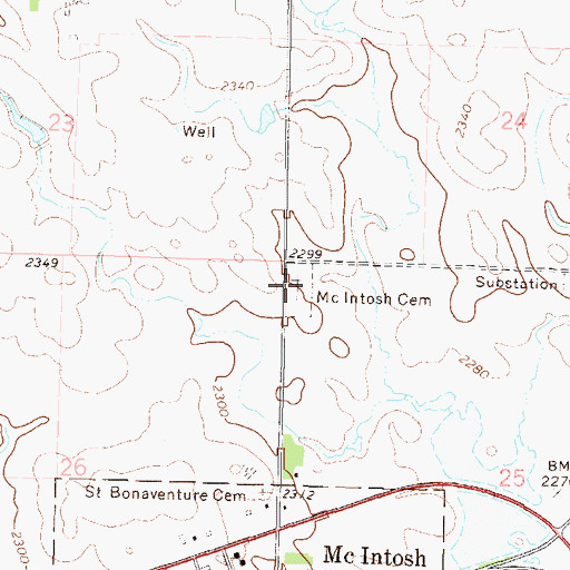 Topographic Map of McIntosh Cemetery, SD