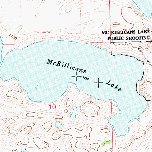 Topographic Map of McKillicans Lake, SD