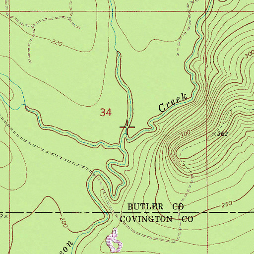 Topographic Map of Riley Creek, AL