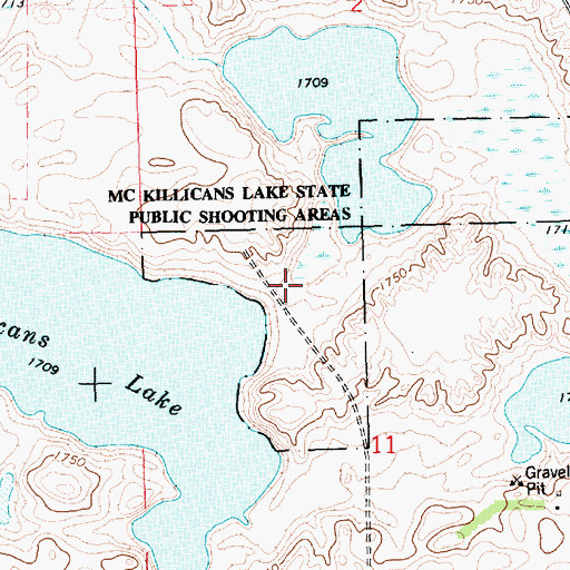 Topographic Map of McKillicans Lake State Public Shooting Area, SD