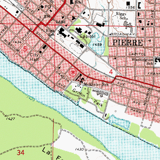 Topographic Map of McKinley Elementary School, SD