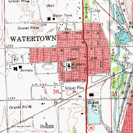 Topographic Map of McKinley Elementary School, SD