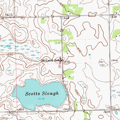 Topographic Map of McLeod School, SD