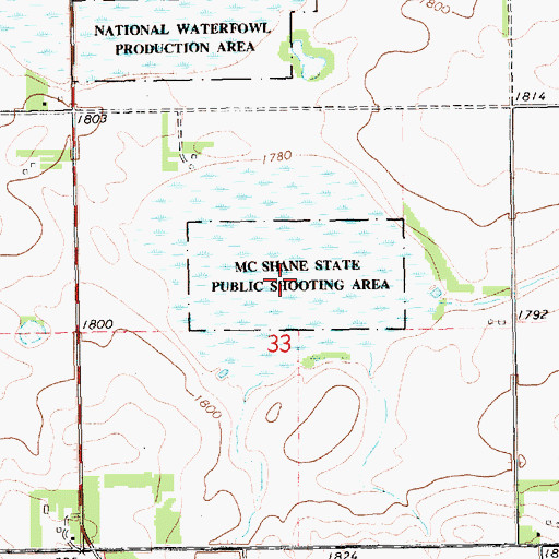Topographic Map of McShane State Public Shooting Area, SD