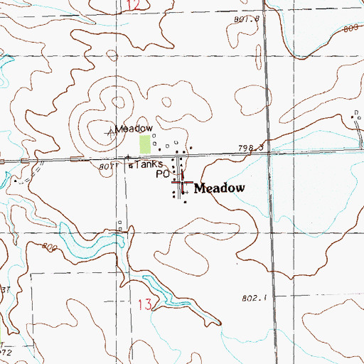Topographic Map of Meadow, SD