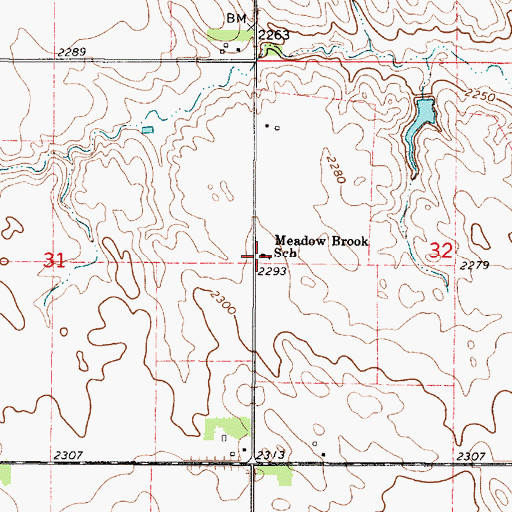 Topographic Map of Meadow Brook School, SD