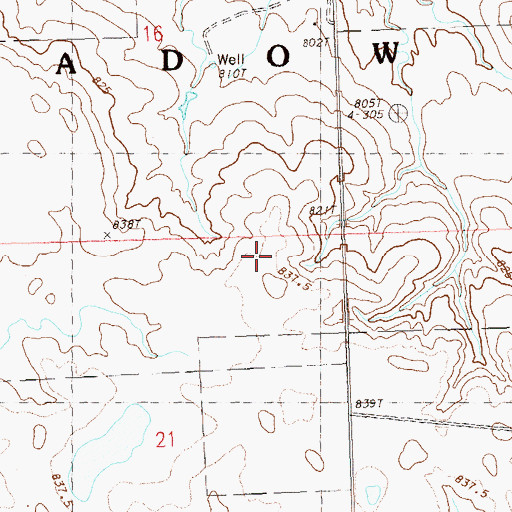 Topographic Map of Meadow Central School, SD