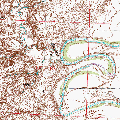 Topographic Map of Meadow Creek, SD