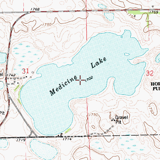 Topographic Map of Medicine Lake, SD