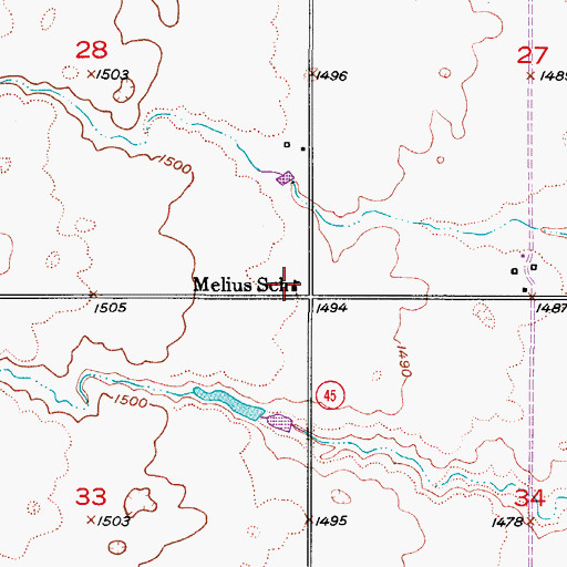 Topographic Map of Melius School, SD