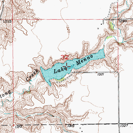Topographic Map of Lake Menno, SD
