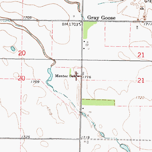 Topographic Map of Mentor School, SD