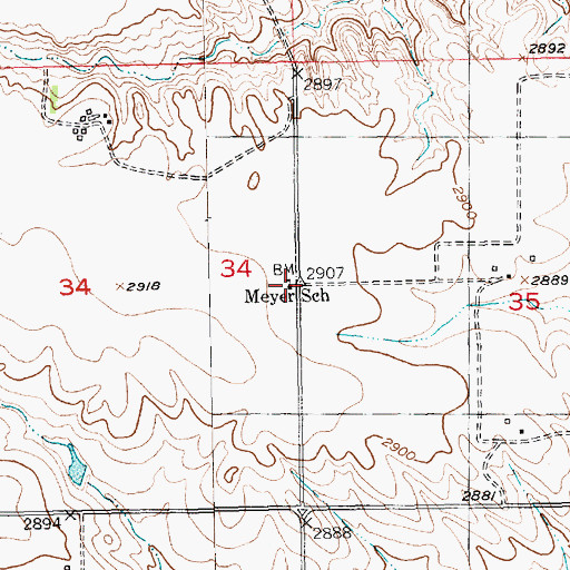 Topographic Map of Meyer School, SD