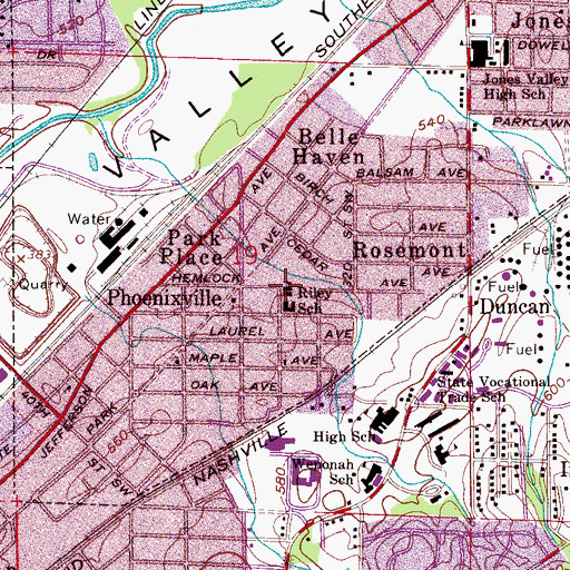 Topographic Map of Riley Elementary School (historical), AL