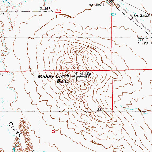 Topographic Map of Middle Creek Butte, SD