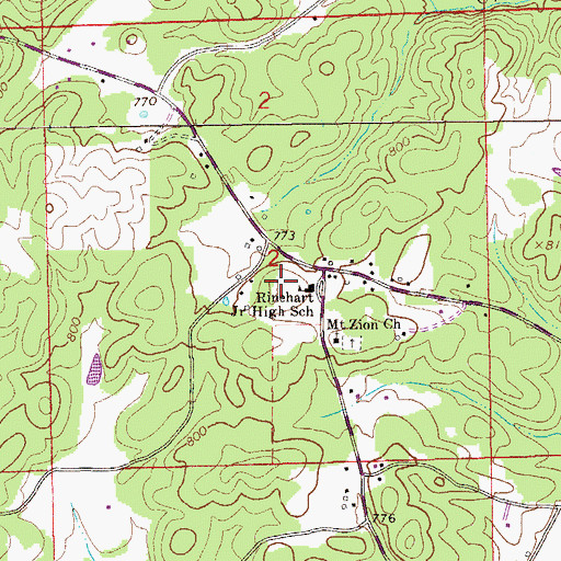 Topographic Map of Rinehart Junior High School, AL