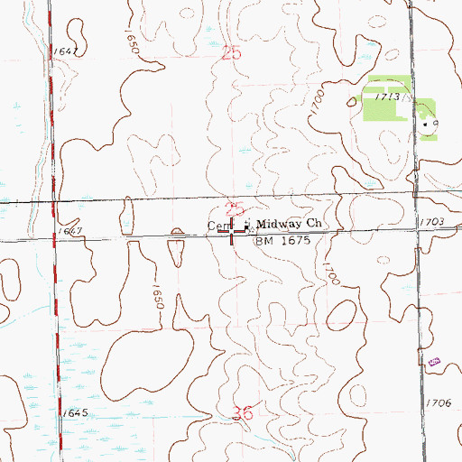 Topographic Map of Midway Church, SD