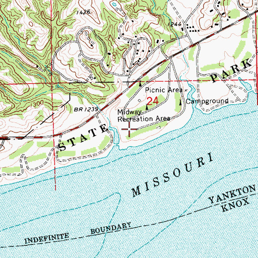 Topographic Map of Midway Recreation Area, SD
