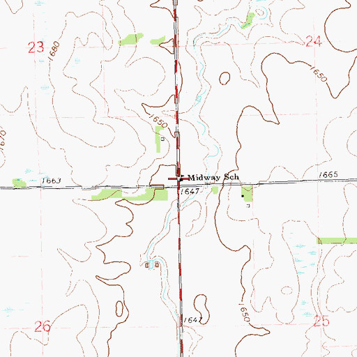 Topographic Map of Midway School, SD