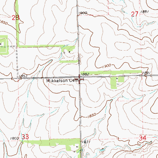 Topographic Map of Mikkelson Cemetery, SD