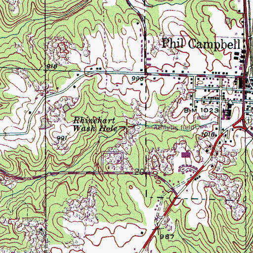 Topographic Map of Rinehart Wash Hole, AL