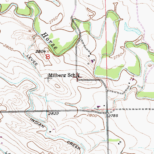 Topographic Map of Milberg School, SD