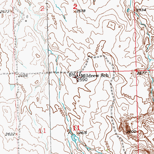 Topographic Map of Mildrew School, SD