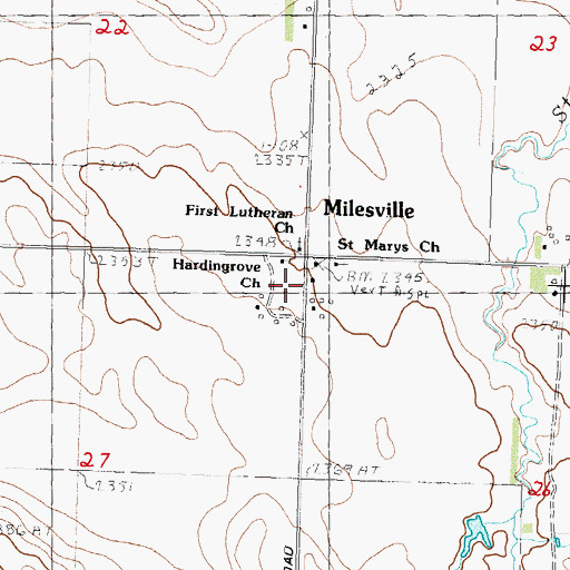 Topographic Map of Milesville, SD