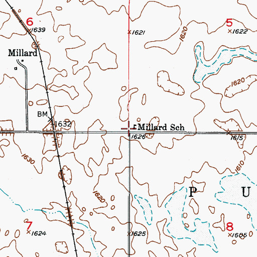 Topographic Map of Millard School, SD