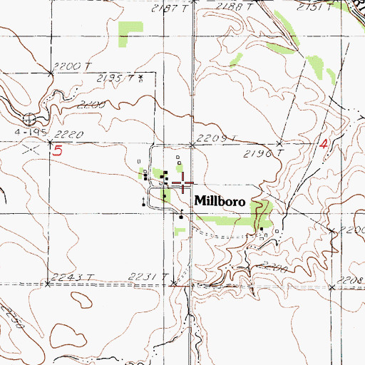 Topographic Map of Millboro, SD