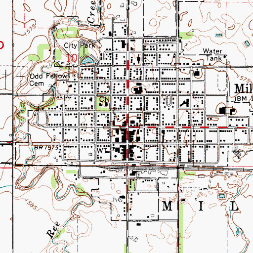 Topographic Map of Miller, SD