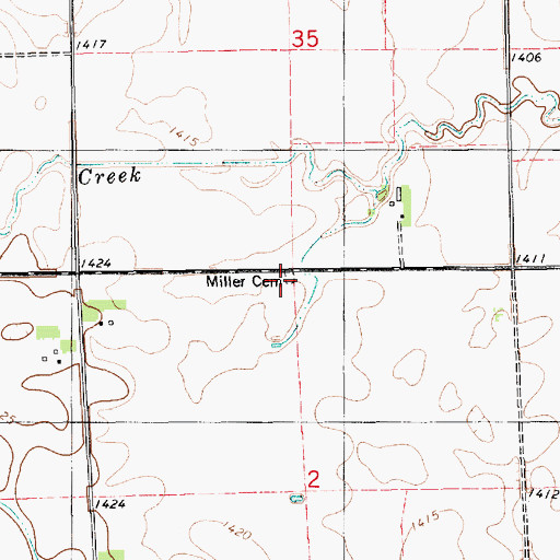 Topographic Map of Miller Cemetery, SD