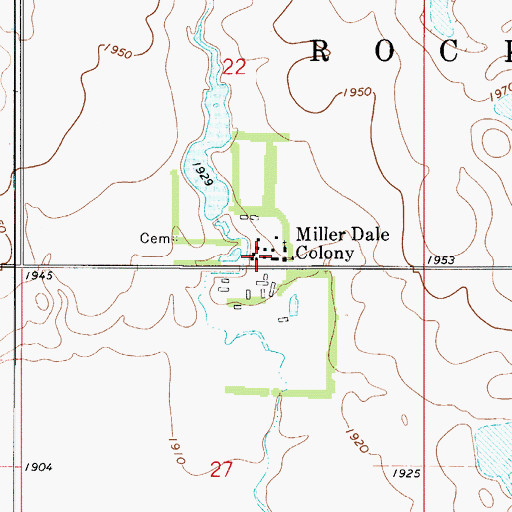 Topographic Map of Miller Dale Colony, SD