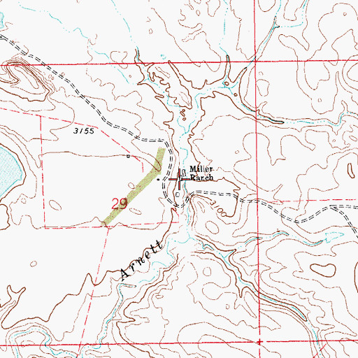 Topographic Map of Miller Ranch, SD